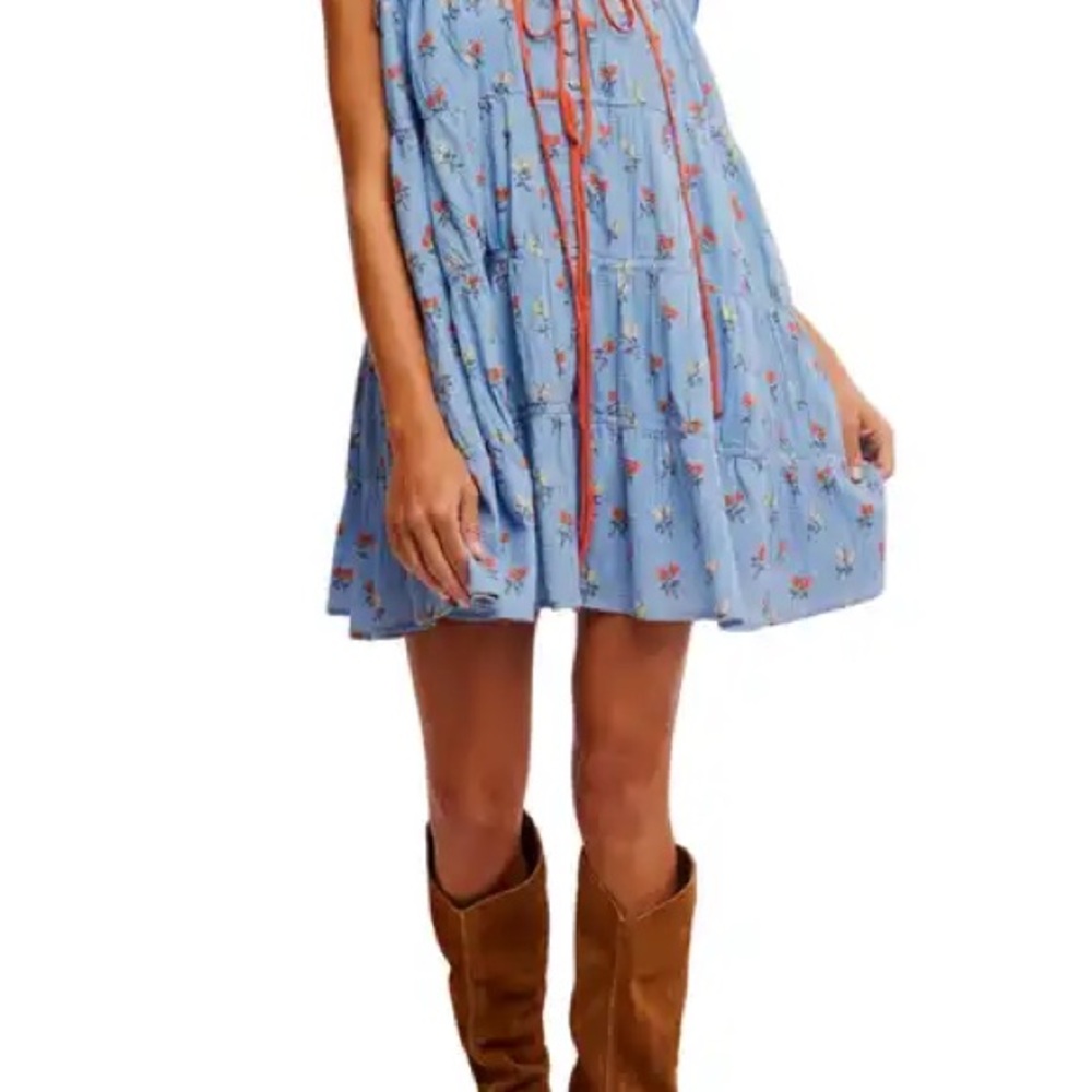 Free People Blue Floral Mini Dress